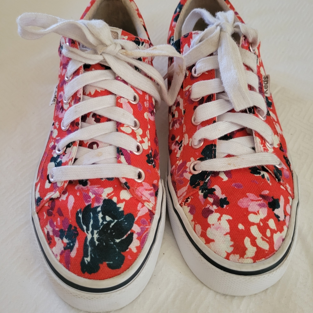 Floral Red Canvas Sneakers